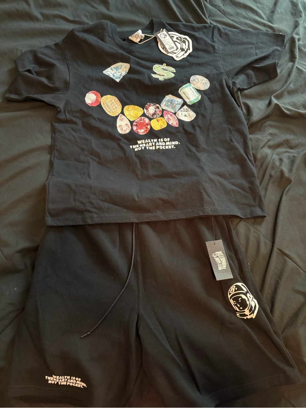 Billionaire Boys Club Black Tee & Short Set with Colorful Coin Graphic